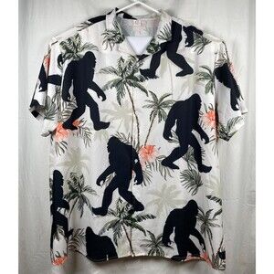 Big Foot Tropical Hawaiian Shirt 4XL Sasquatch Palm Trees Hibiscus